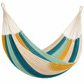 Amaca in cotone 200 x 100 cm a righe turchese verde acqua giallo - sospesa da giardino