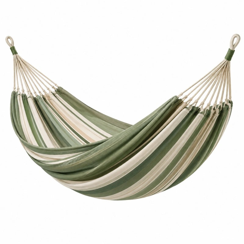 Amaca 300 x 150 cm in tessuto verde e beige - sospesa per giardino