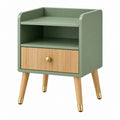 Comodino 45 x 40 x 65 cm in legno verde salvia con cassetto e ripiani stile moderno