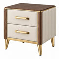 Comodino 50 x 40 x 60 cm in legno marrone e rivestimento beige con 2 cassetti stile moderno