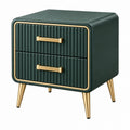 Comodino 50 x 40 x 60 cm verde scuro con rivestimento effetto pelle e 2 cassetti stile moderno