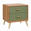 Comodino 50 x 40 x 60 cm in legno marrone e verde con 2 cassetti stile moderno