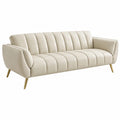 Divano 3 posti 210 x 86 x 85 cm in similpelle beige stile moderno