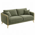 Divano 2 posti 170 x 85 x 85 cm in velluto verde oliva con gambe dorate - stile moderno