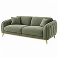 Divano 2 posti 180 x 85 x 78 cm in tessuto verde salvia con gambe dorate - stile moderno