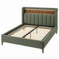 Letto matrimoniale 160 x 200 cm in tessuto verde con rete a doghe stile moderno