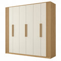 Armadio guardaroba 240 x 60 x 220 cm in legno beige e rovere - stile moderno a 6 ante