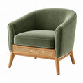 Poltrona 82 x 76 x 78 cm in velluto verde con legno e rattan - stile retrò