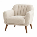 Poltrona 82 x 78 x 86 cm in tessuto bouclé beige con gambe in legno stile moderno