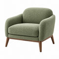 Poltrona 85 x 82 x 80 cm in tessuto bouclé verde con gambe in legno stile moderno