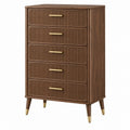 Cassettiera 80 x 40 x 120 cm in legno marrone a 5 cassetti stile moderno