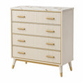 Cassettiera 90 x 45 x 100 cm bianco e oro con 4 cassetti effetto marmo